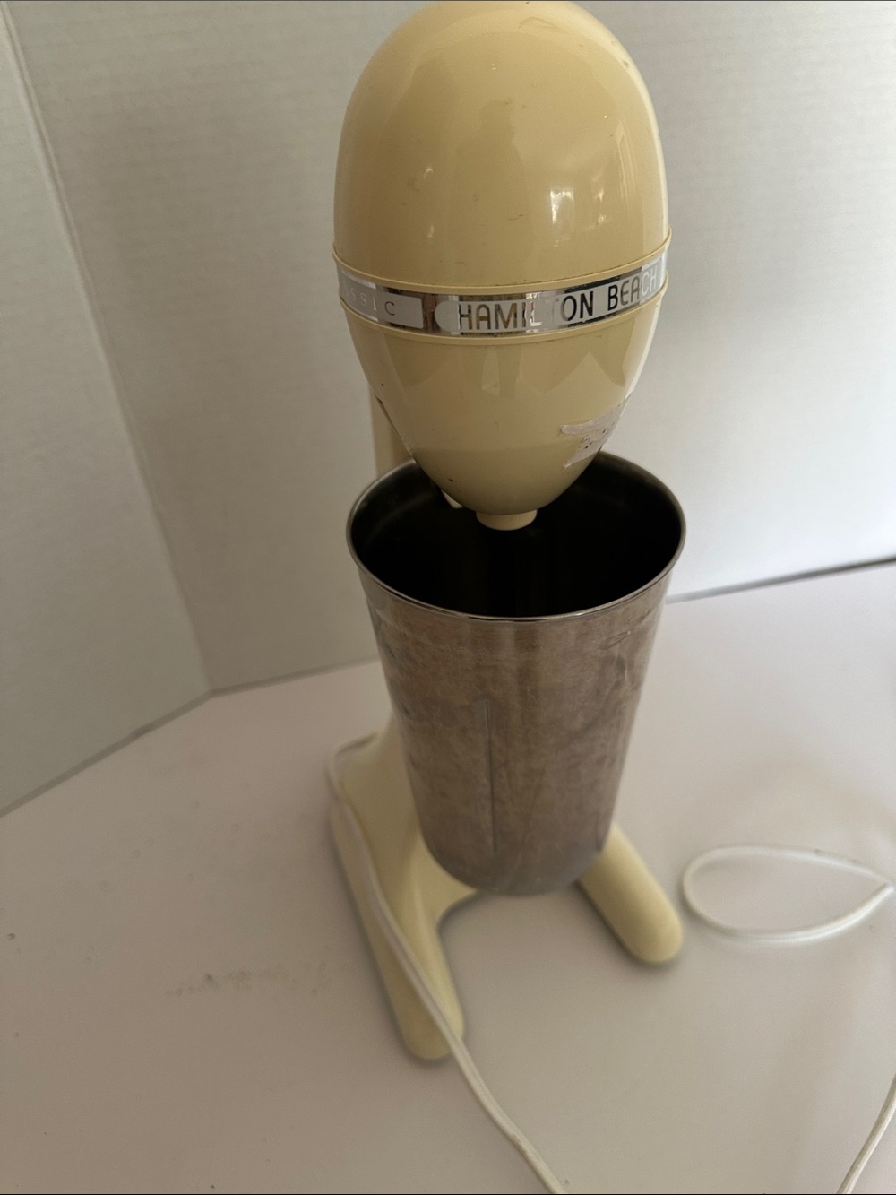 Hamilton Beach Cream Retro Milkshake Mixer with Stainless Cup